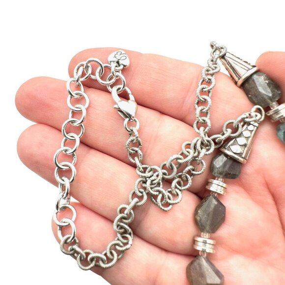 Brighton Womens Necklace Silver Labradorite & Heart Pendant 16 - 18 Inch - Picture 3 of 4